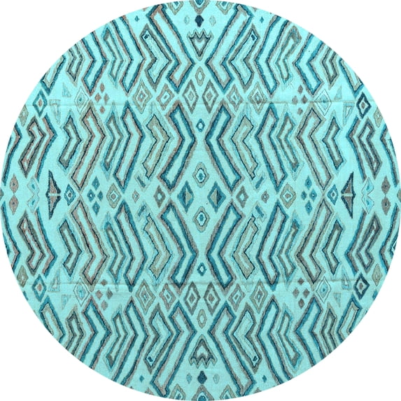 Ahgly Company Indoor Round Abstract Light Blue Modern Area Rugs, 8' Round