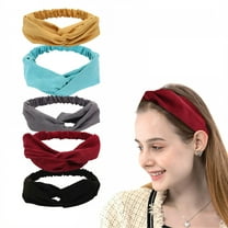 BESTSKY 5Pcs Wide Headbands for Women,Stretchable Fit Elastic Headbands for Women,Snug Wrap Fabric Headbands for Women,Style1