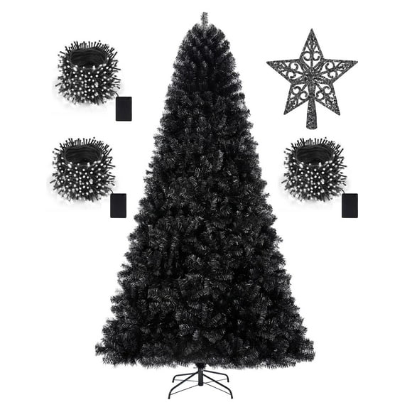 Árbol de Navidad KTKDE negro artificial de 2,3 m con 1450 puntas y más detalles