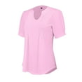 thumbnail image 6 of Pink Womens Summer Tops Womens V Neck Tops Puff Short Sleeve T Shirt Pleated Floral Printed Tunic Blouse Shirts Shirts for Women, 6 of 6