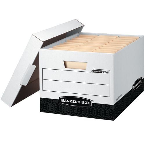 Bankers Box® R-Kive® - Letter/Legal Storage Box, White/Black, 2 pack