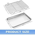thumbnail image 5 of Baking Pan with Rack Set ,Yayun Stainless Steel Toaster Oven Tray & Cooling Grid Rack, Cookie Pans for Roasting Grilling, Non- Toxic & Dishwasher Safe (1 Pans + 1 Racks),Size 10 x 8 x 1 Inch, 5 of 8
