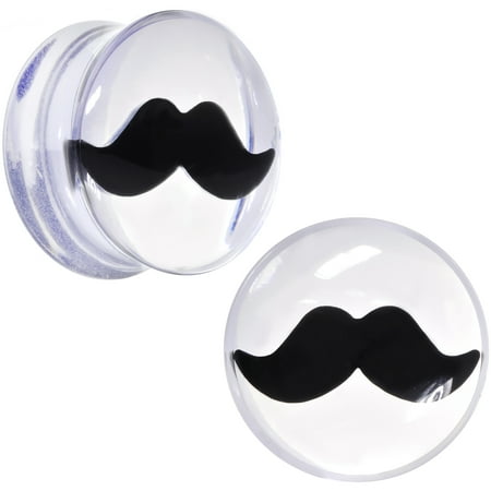 Black Acrylic Plug - Body Candy Acrylic Clear Black Mustache Saddle Plug Set 18mm