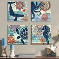 thumbnail image 2 of Coastal Wall Decor Navy Blue Beach Wall Art for Bedroom Canvas Prints Ocean Whale Poster Artwork Sea Life Aesthetic Painting 4Pcs/Sets Turtle Octopus Pictures Office Bathroom Home Decoration 14 x 14", 2 of 6