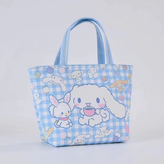 Handheld Large Capacity Portable Insulated Leather Picnic Bag Student Lunch Box Food Bag Hello Kitty Bag