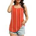 thumbnail image 4 of Fantaslook Tank Tops for Women Pleated Square Neck Sleeveless Summer Tops Curved Hem Flowy Shirts, 4 of 9