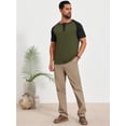 thumbnail image 5 of DARING DIVA Men's Henley Button Down Color Block Short Sleeve T-Shirt L Olive Green, 5 of 7