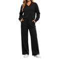 thumbnail image 2 of Mifsaly Plus Size Womens Sweatsuits 2 Piece Set V Neck Sweatshirts and Wide Leg Pants Fall Winter Going Out Athletic Gym Lounge Matching Outfits, 2 of 7