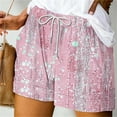 thumbnail image 2 of AVTOIFY Summer Womens Shorts Casual, Women's Summer Printed Pocket Bandage Shorts Casual Pants Pink S, 2 of 5