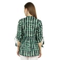 thumbnail image 5 of Moomaya Printed Top 3/4 Sleeve Mandarin Collar Pleated Fit & Flare Short Tunic For Women, 5 of 9