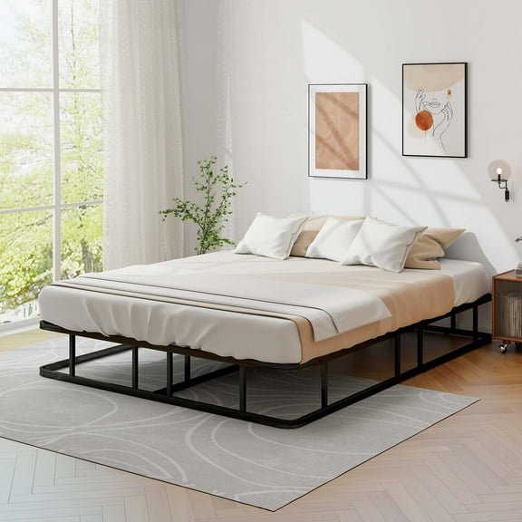 Costway Metal Platform Bed Frame lat Support Rustproof Non-Slip Pads, Queen Size
