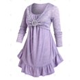 thumbnail image 2 of Camiseta Talla Extra Plisada Anillo Cruzado Rosegal  Mangas largas de talla grande, 2 of 5