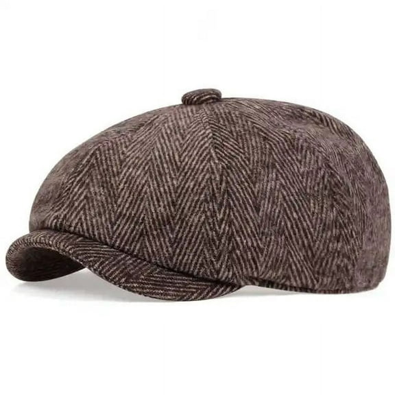 SikaFu Fashion Hat Autumn Winter Hats Men Beret Herringbone Cap Warm Newsboy Beret Caps Tweed British Style Octagonal Hats Send Friends