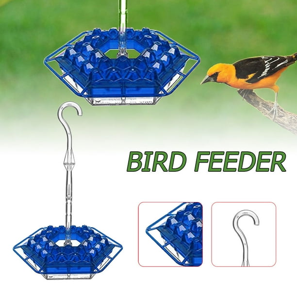 Comedero Para Pájaros Comederos de colibrí para exteriores - Comedero para pájaros salvajes con ventana colgante (azul) Wdftyju Libre de BPA