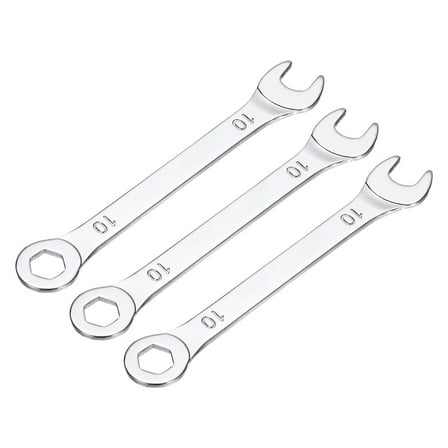 3 Packs 10mm Thin Combination Wrench with Offset 6-Point End and Angled Open End