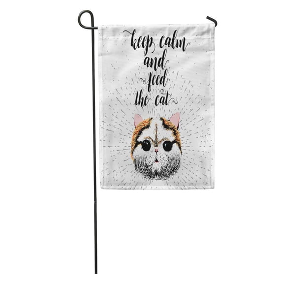 SIDONKU Keep Calm and Feed The Cat Sign Cute Smiling Motivational Garden Flag Decorative Flag House Banner 28x40 inch