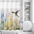 thumbnail image 2 of No Hook Shower Curtain, Floral Hummingbird Shower Curtains for Bathroom with See Through Top Window, Spring Watercolor Flowers Waterproof & Washable Bath Curtain Extra Long 72"x96", 2 of 9