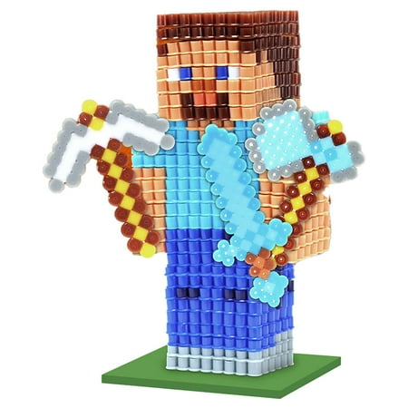 Tara Toy: 3D Pixel Creations – Minecraft – 2500 Beads Kit DIY Your Own 3D Character Figure Design-Fuse-Display Building Art & Craft Set Licensed