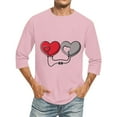 thumbnail image 2 of Jinhomg Mens Thin Holiday Tops Novelty Funny Valentine's Day Love Heart Tees Big and Tall Comfy 3/4 Sleeve Crew Neck T-Shirt Dating Wear Lightning Deals Pink L, 2 of 6