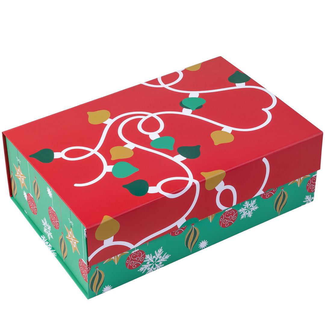 Christmas Gift Box Stripes Karma Box For Presents 12x9x4" Large EZ Gift Box 