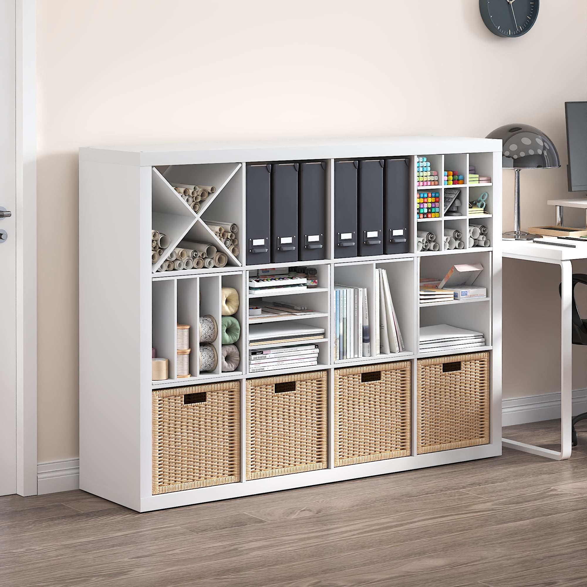 Furinno CUBICLE Office Ventilated 3-Tiers Engineered Wood Dimensions 12.9" W x 15.1" D x 12.9" H Storage Shelves with Assembly Guide, 8.8 lb, Shelf Capacity, White, 1 Count, 1 Pack