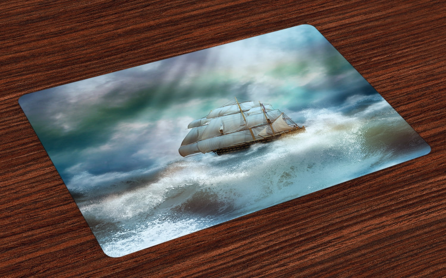 Ocean Placemats Set of 4 Majestic Nautical Sealife and Pirate Boat Ship