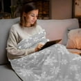 thumbnail image 5 of Throw Blanket Fleece Throw Blanket 50x60in, Christmas Winter Snowflakes Soft Lightweight Bed Blankets White Snow on Gray Fuzzy Couch Blankets for All Season, 5 of 9