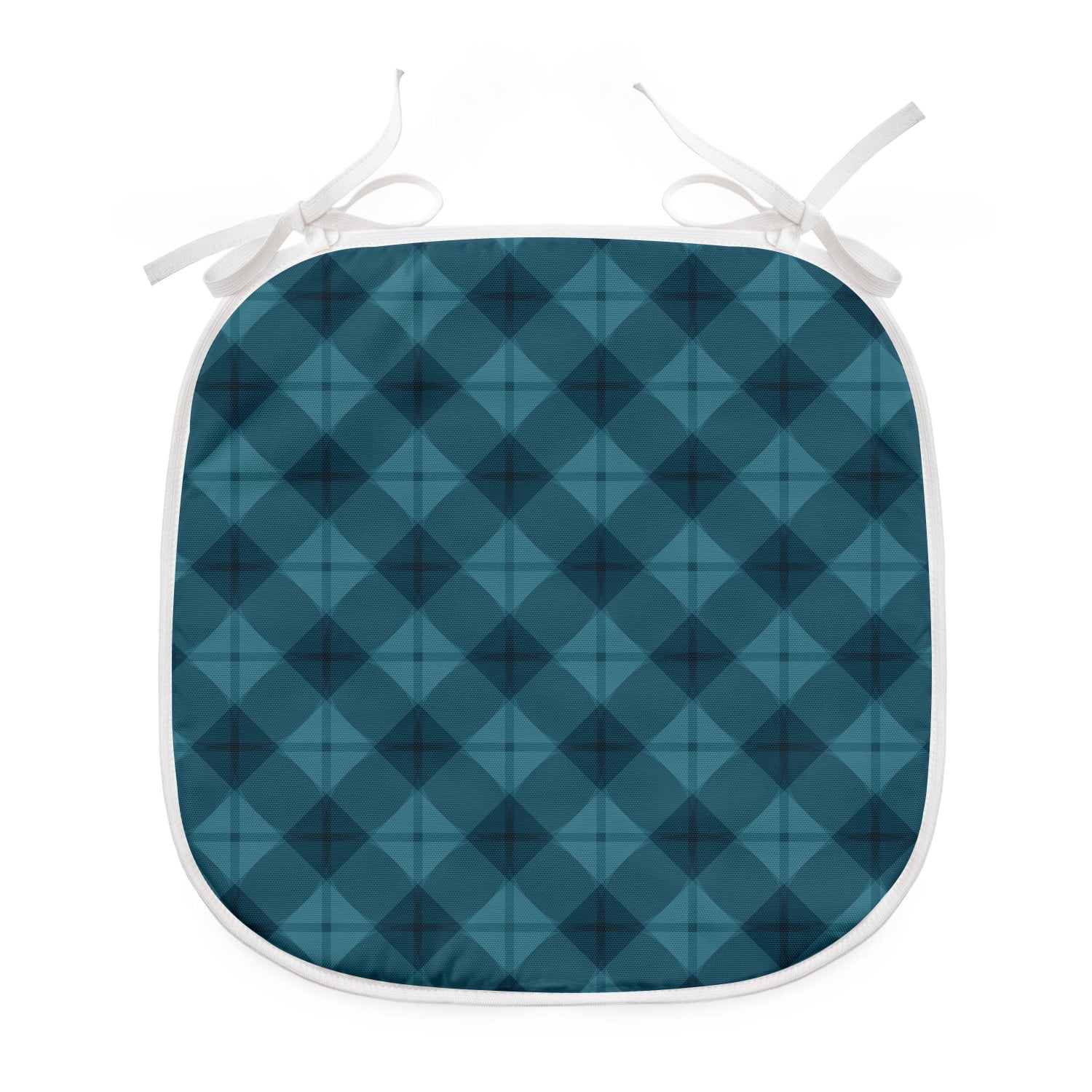 Dark Teal Dining Chair Pad, Simple and Geometric Shapes Graphical