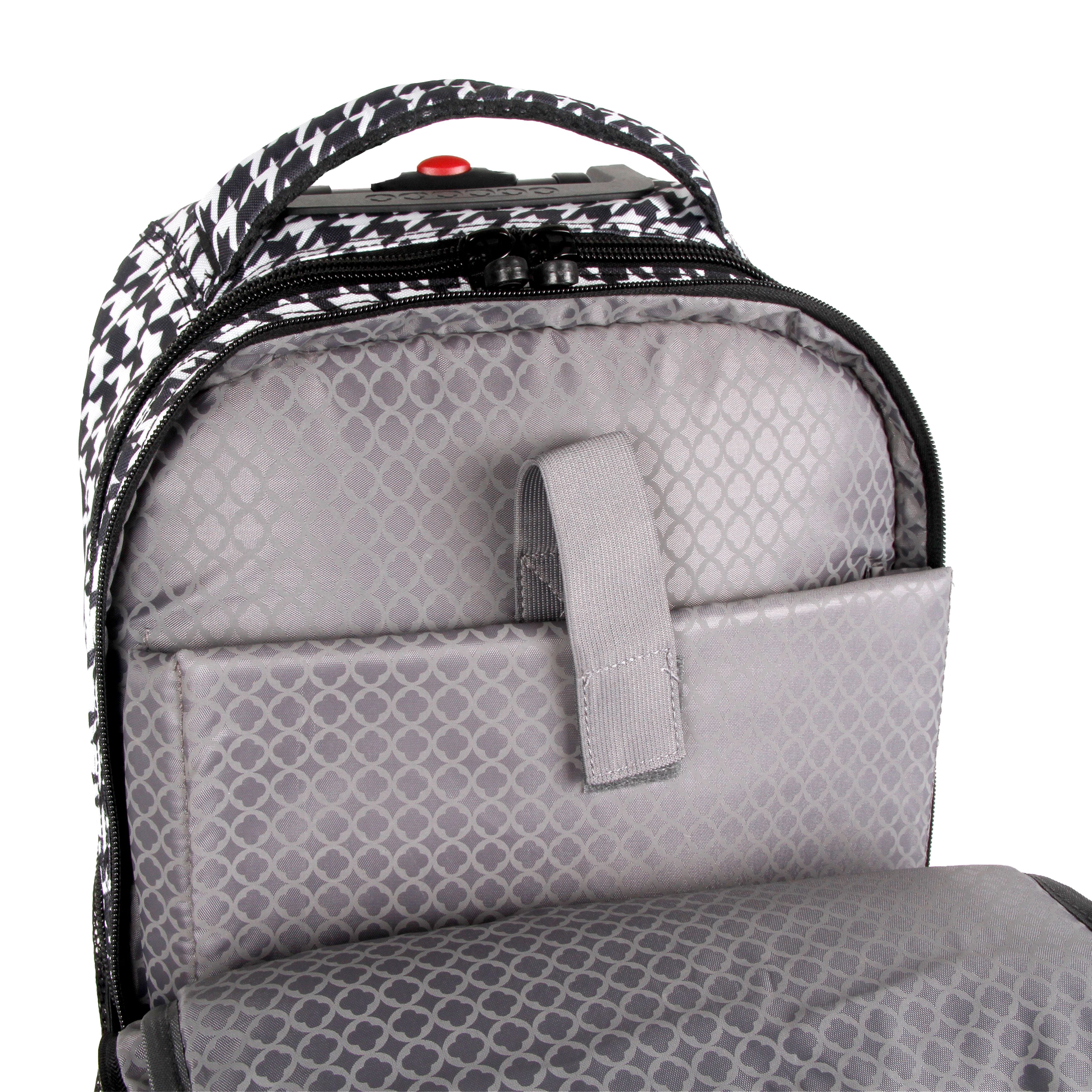J World Unisex Sundance 20" Rolling Backpack With Laptop Sleeve For School And Travel, Houndstooth