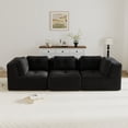 thumbnail image 3 of FFH 117" Modular Sectional Sofa, Oversized 3-Seater Corduroy Cloud Corner Couch for Living Room, Black, 3 of 14