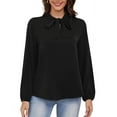 thumbnail image 3 of Asklazy Womens Dressy Chiffon Blouse Business Work Casual Tie Neck Shirt Tops,US Size,L,Black, 3 of 13