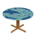 thumbnail image 3 of JEUXUS  Dolphin Pattern Round Table Cover,60 inch,Waterproof Fabric Decorative,Durable Reusable Table Clothes,Wipeable Spill Proof for Kitchen Dining Dinner Shower Parties, White, 3 of 7