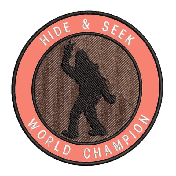 Bigfoot Hide & Seek World Champion 3.5" Iron On Or Sew On Embroidered Fabric Badge Patch Unexplained Mysteries Iconic Series