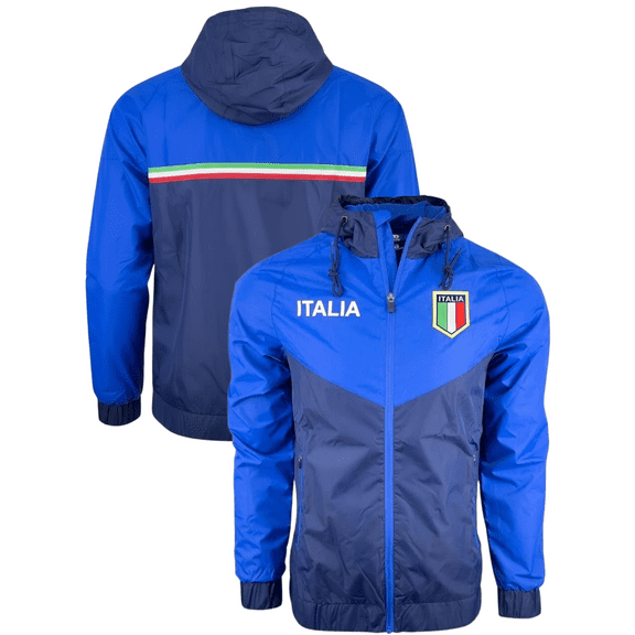 Just 4 Kicks Italy Fan Windbreaker Jacket, Blue, YM-XXL