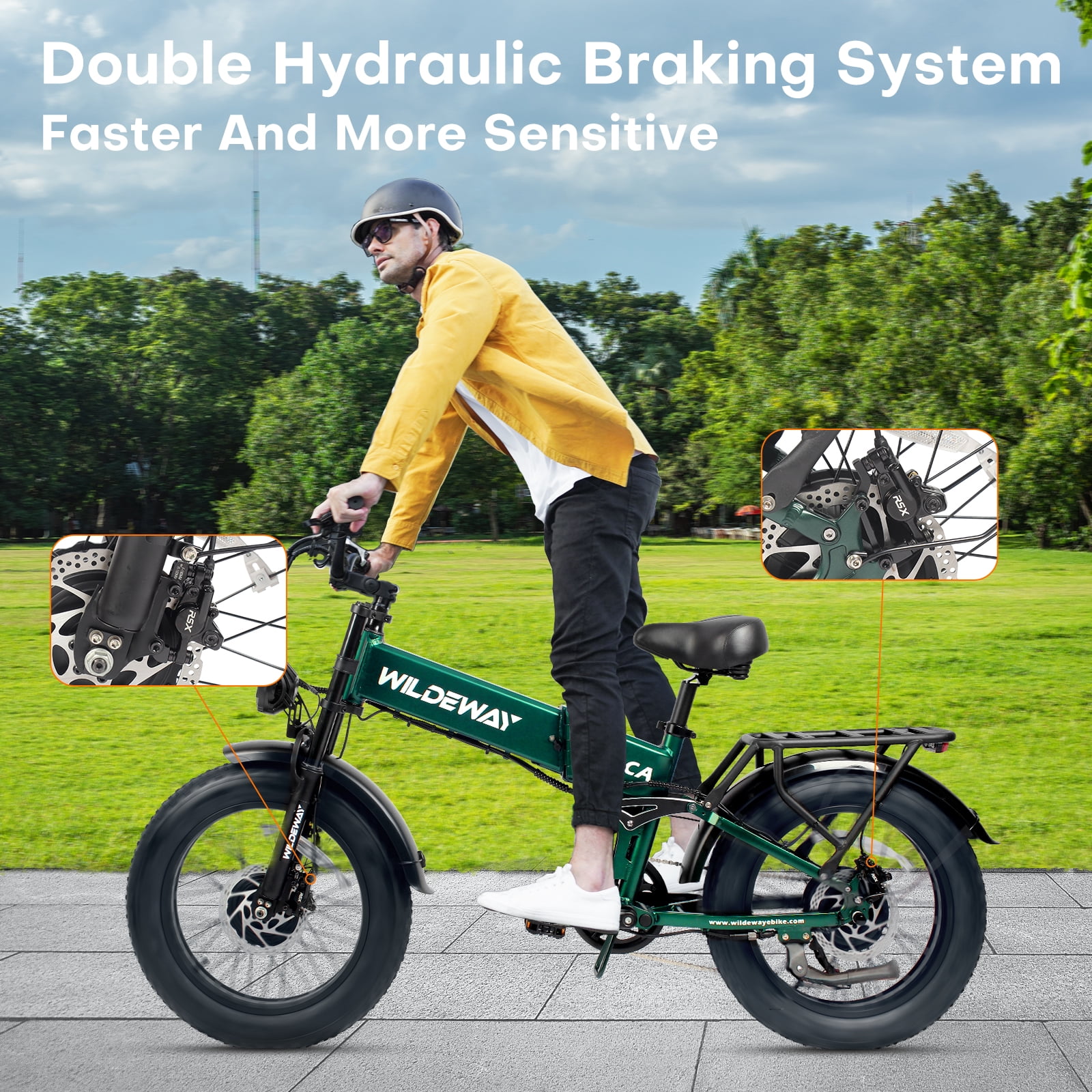 2300W Foding Dual Motor Electric Bike for Adults 20'' 48V 20Ah Ebike 55Miles Long Range 4.0 Fat Tire Off Road E-mountain bike Full Suspension Hydraulic Brake Electric Bicycles UL2849