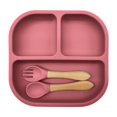 thumbnail image 1 of Silicone Divided Tableware Set for Dining Table Food Serving Tray with Utensil Holder Durable Kitchen Dish for Meals, 1 of 3