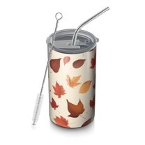 20oz Coffee Tumblers Autumn Fall Leaves Pattern Stainless Steel Vacuum Insulated Travel Tumbler Coffee Cups Mug with Lid and Straw with Cleaning Brush for Cold & Hot Drinks