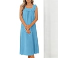 thumbnail image 6 of Sundresses for Women Tank Sundress 2026 Ladies' Casual Lace Neck Nightgown Solid Color Dress Blue Xxl, 6 of 9