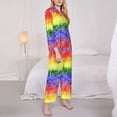 thumbnail image 3 of Picia Colorful Tie Dye Pattern Women’s Long-Sleeve Sleepwear Set - Soft 2-Piece Loungewear with Pockets, Comfy PJs for Relaxing Nights-Small, 3 of 7
