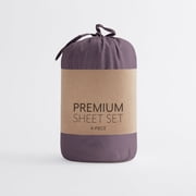 Noble Linens 4 Piece Solid Microfiber Bed Sheet Set, Purple, TwinXL