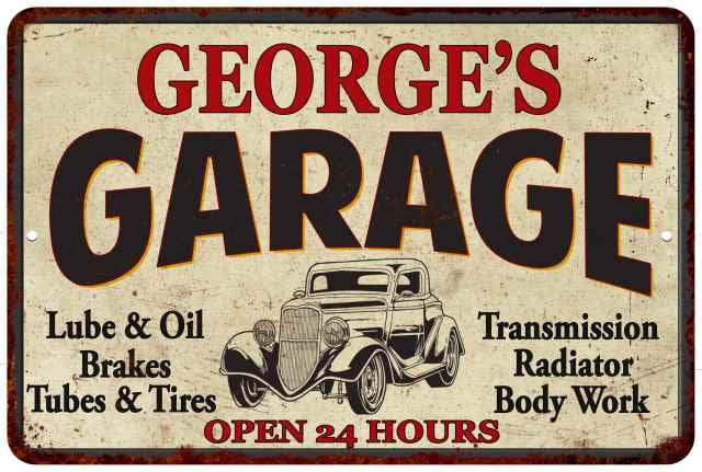 GEORGE'S Garage Personalized Man Cave Metal Sign Decor Gift 112180014019 