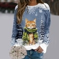 thumbnail image 2 of Chandail en Molleton Imprimé Joyeux Noël pour Femmes Col Rond Décontracté Manches Longues Coupe Ample Blouse d'Entraînement Col Rond Confortable, 2 of 4
