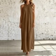 thumbnail image 5 of Tqcoqu Sleeveless Long Dress for Women,Boho Halter Maxi Sundress Casual Loose Dresses,Khaki Women's S-XXL, 5 of 7