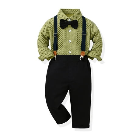 

niuredltd toddler boys long sleeve t shirt tops pants child kids gentleman outfits