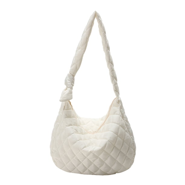 Bolso Bandolera Acolchado para Mujer Gran Capacidad (blanco)