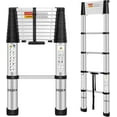 thumbnail image 4 of Telescoping Ladders FT Aluminum Ladder - -Button Retraction  Extension Ladder for Home RV Attic &; Loft  Lasts  with Triangle Stabilizers and Detachable Hooks, 4 of 5