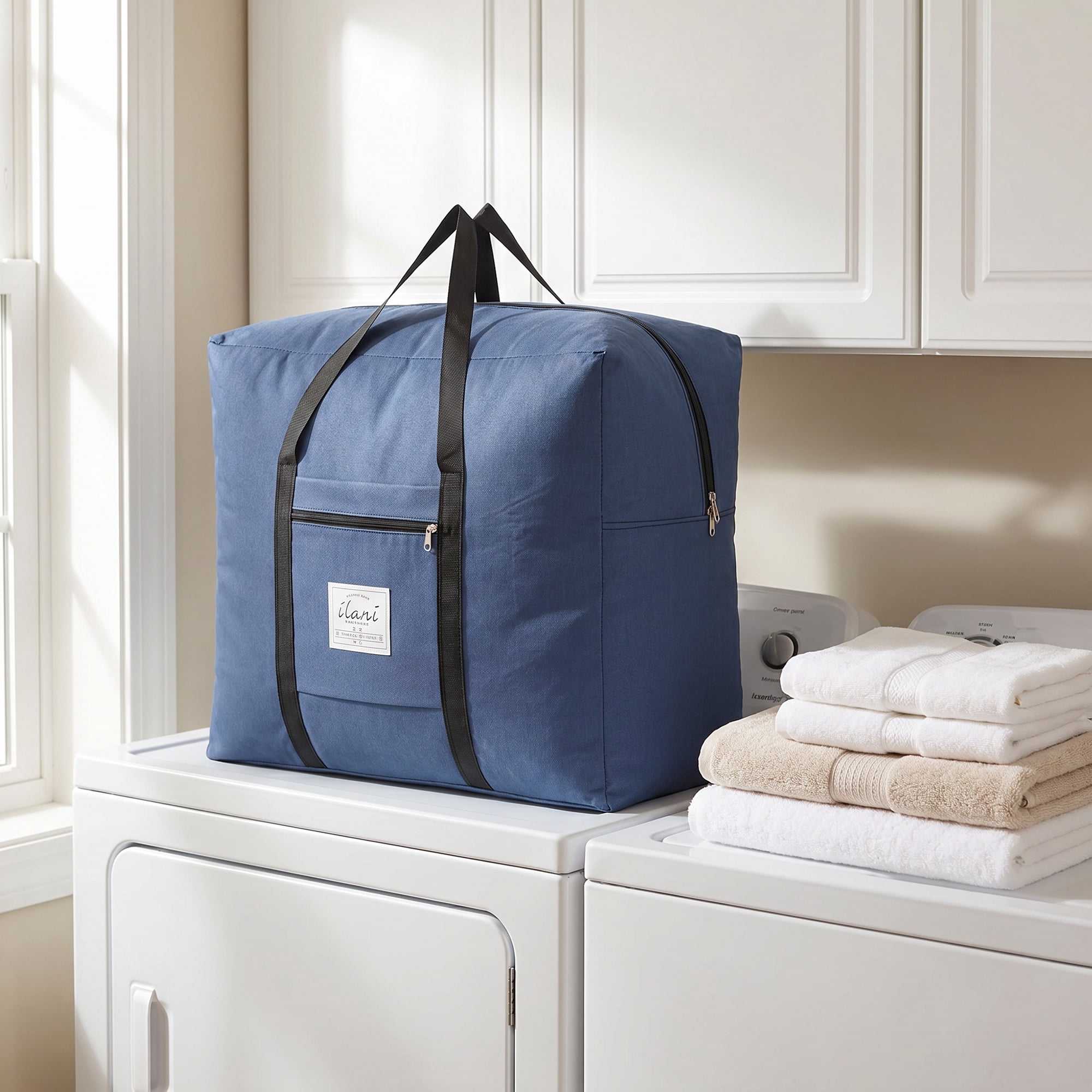 Unique Bargains Extra Large Oxford Travel Storage Bag for Organizing Navy Blue 23.6" x 20.1" x 11.8"