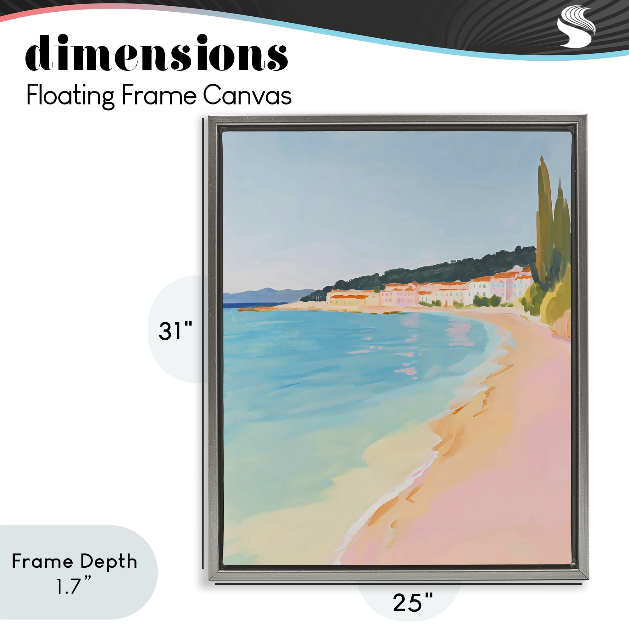 Stupell Industries Abstract Village By The Sea Gray Framed Floater Canvas Wall Art, design by The Prints Vibe