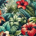 thumbnail image 6 of WYYP Hibiscus Beautiful Flowers Summer Colorful Hawaiian Tropical Plants Palm Leaf Round Tablecloth 100% Polyester Fiber with Elastic Edge White, 6 of 8