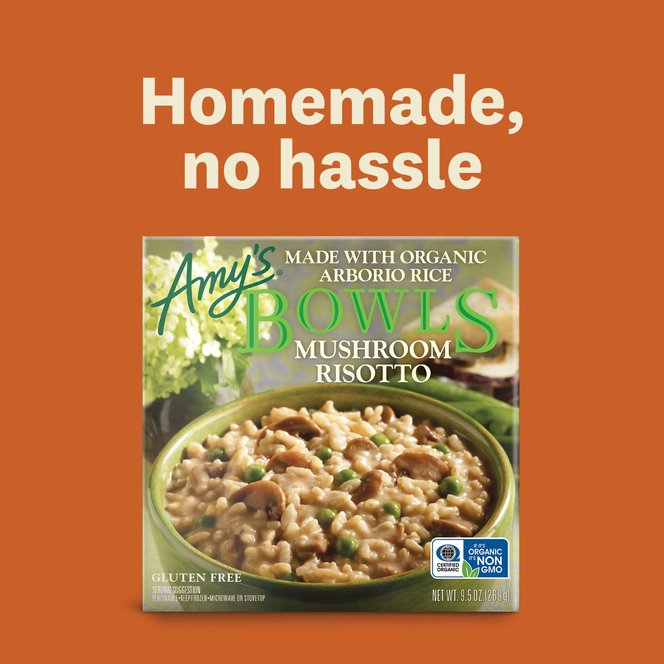 Amy's Frozen Meals, Mushroom Risotto Bowl, Microwave Meals, 9.5 oz